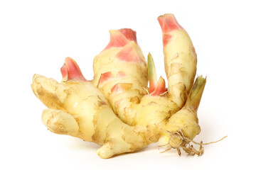 Wall Mural - fresh ginger root on white background 