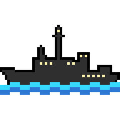 Wall Mural - pixel art cruise ship silhouette