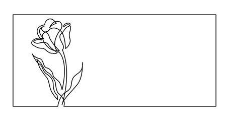 Wall Mural - continuous line drawing vector illustration with FULLY EDITABLE STROKE - of one tulip flower invitation card design