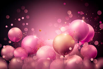 festlicher hintergrund mit luftballons und konfetti mit unscharfen hintergrund und bokeh lichter - g