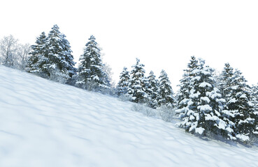 Wall Mural - 3D render forest and nature in winter