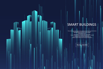 Wall Mural - Smart building concept design for city illustration