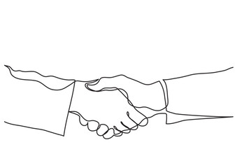 Wall Mural - continuous line drawing vector illustration with fully editable stroke of handshake