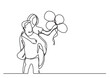 © OneLineStock - continuous line drawing vector illustration with FULLY EDITABLE STROKE of couple with balloons