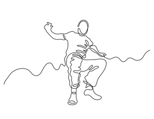 Canvas Print - continuous line drawing vector illustration with FULLY EDITABLE STROKE of jumping guy