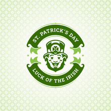 St Patrick's Day smiling troll Irish holiday vintage greeting card typography template vector