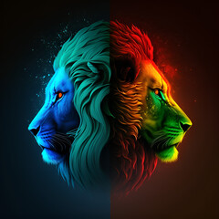 Poster - lion & tiger