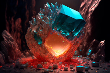 Wall Mural - close up glowing magic crystal