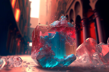 Wall Mural - close up glowing magic crystal