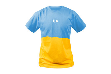 Wall Mural - T-shirt ukraine flag simbol freedom on transparent mannequin for design template layout print.