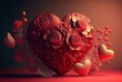 canvas print picture - Herz aus roten Rosen und Blumen für Valentinstag, Jahrestag oder Hochzeit - KI generiert