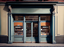 Vintage Charming Store Front With Wood Carpentry And An Elegant Retro Feel, Generative AI