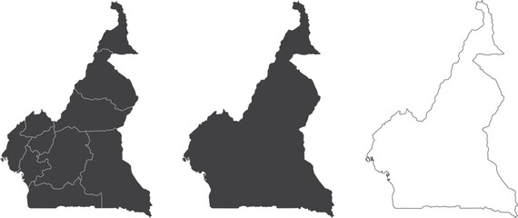 Wall Mural - set of 3 maps of cameroon - vector illustrations