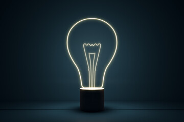 Wall Mural - Innovation and creative idea concept with digital illuminated light bulb on dark background. 3D rendering