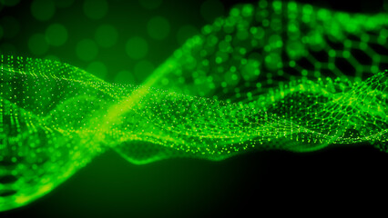 Big Data Concept. Green, Futuristic Digital Style. 3D Render.