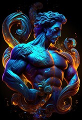 Stunning illustration of male Aquarius, Zodiac sign. Generative art