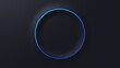 © RocknRoller Studios - Black Surface with Embossed Shape and Blue Illuminated Trim. Tech Background with Neon Circle. 3D Render.