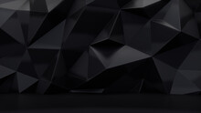Black 3D Polygon Wall. Contemporary Interior Design Background.