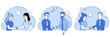 © Yurii - Meeting of business people. Several couples of people in business clothes shaking hands. Symbol of success deal, happy partnership, greeting shake, handshaking agreement. Set of vector illustrations