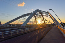 Netherlands, North Holland, Amsterdam, Enneus Heerma Bridge At Sunset