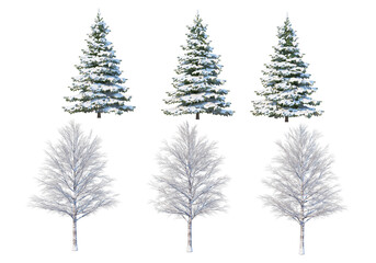 Sticker - 3d render trees and mountains during winter