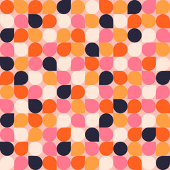 Wall Mural - Geometrical seamless tile texture. Simple rounded shapes vector pattern. Abstract mosaic background
