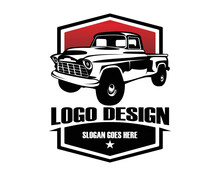 1950s Chevy Truck Silhouette Logo. Vector Perimium Truck Design. Best For Emblem Concept Badges, Industrial Trucks.
