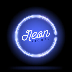 Neon blue circle background. Vector illustration.