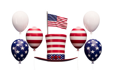 President's day concept hat and balloons cutout