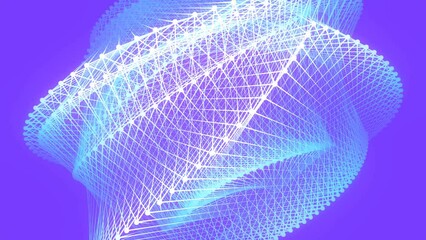 Fototapete - Background with futuristic wire neon structure. 3d rendering loop animation