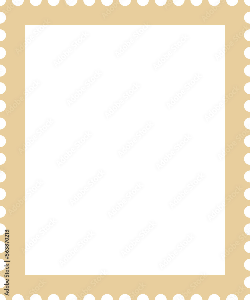 vintage beige blank vertical postage stamp frame border, isolated on ...