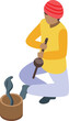 © ylivdesign - Flute snake charmer icon isometric vector. Music care. Dance india