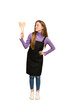 © Asier - Young novice redhead woman with apron and wooden spoon and fork cut out isolated