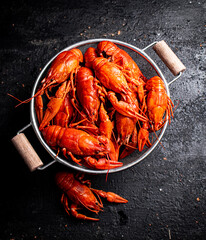 Wall Mural - Freshly cooked crayfish in a colander. 