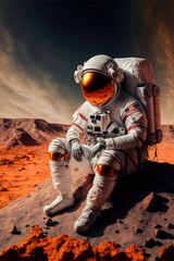 Wall Mural - astronaut in space and mars made with generative ai