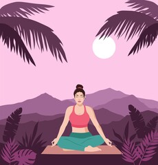 Wall Mural - yoga on the tropical 