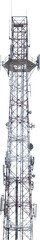 Isolated PNG cutout of a metallic telecom tower on a transparent background, ideal for photobashing, matte-painting, concept art
