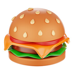 Premium fast food burger icon 3d rendering on isolated background