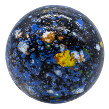 One Blue Black Speckled Glass Or Ceramic Marble Or Ball