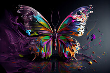 Futuristic Colorful Butterfly Design: A 3D Rendered Wallpaper
