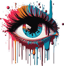 Pop Art Eye With Colorful Splashing Color