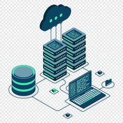 Wall Mural - cloud technology computing concept. modern cloud technology. data center isometric concept. isometri
