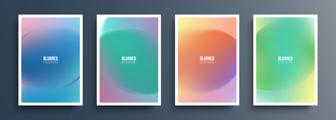 Fototapete - Set of light blurred backgrounds with multicolored soft color gradients for your creative graphic design. Vector illustration.