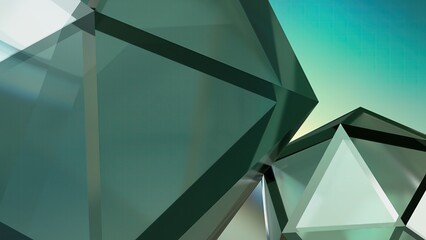 Wall Mural - green gemstone angular deformed hexagonal three dimensional abstract dramatic passionate luxurious luxury 3D rendering graphic design elemental background material