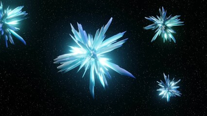 Canvas Print - Abstract Digital Futuristic Glowing Crystals fly in space Background 3D rendering