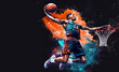 Illustration of a Basketball players in a match - AI generative
