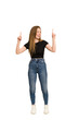 © Asier - Young redhead woman having fun full body cut out isolated