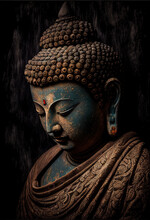 Portrait Of A Bronze Buddha. Generative AI