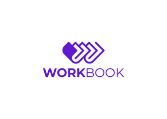 work book logo design, folded document form the monogram letter w initial