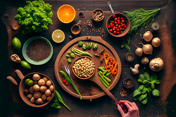 Wall Mural - Special Spring healthy vegan food cooking ingredients